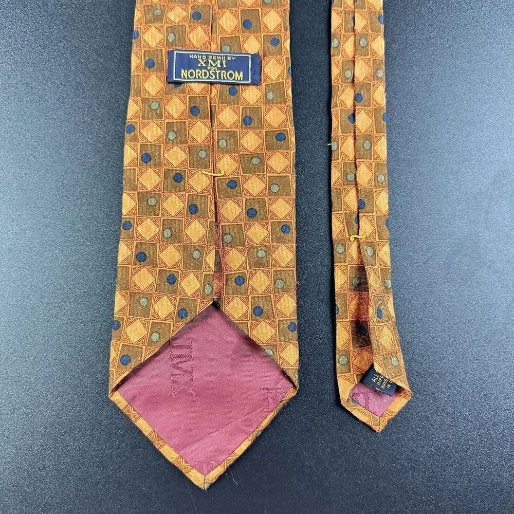 XMI for Nordstrom Tie Mens 56 in Diamond Geometric All Silk Hand Made in USA